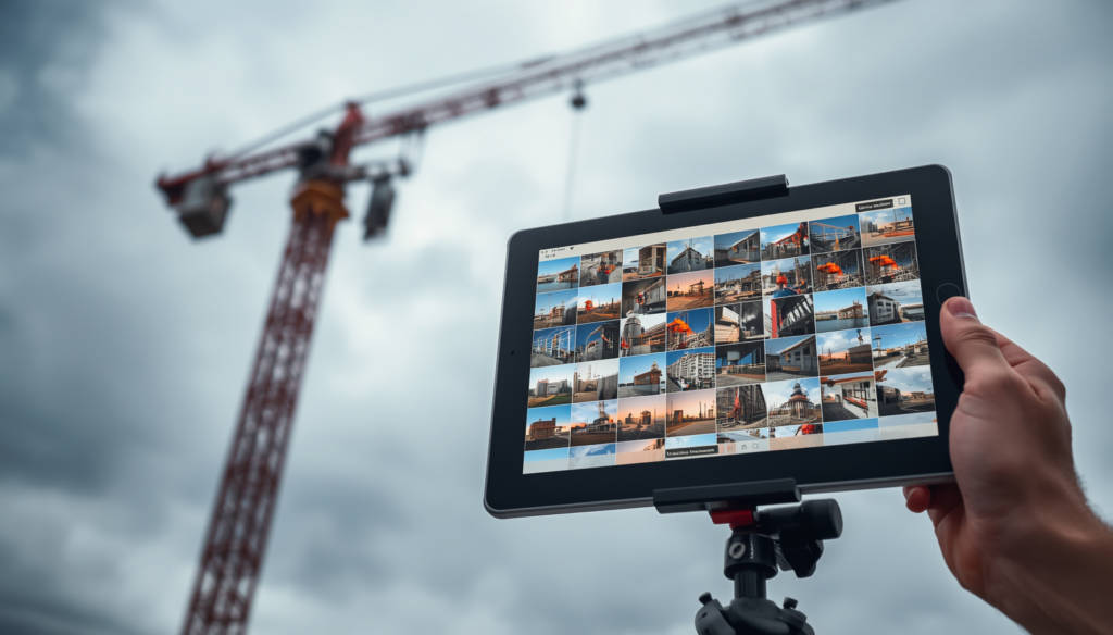 Caméra timelapse et photos datées alimentant le tableau de bord de suivi de chantier, C.lechantier